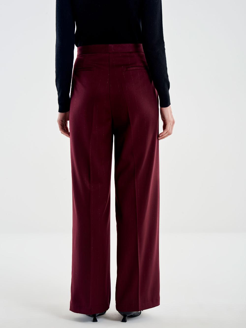 Vicolo Pantalone Ampio Gessato Lurex Bordeaux Trasporto libero internazionale