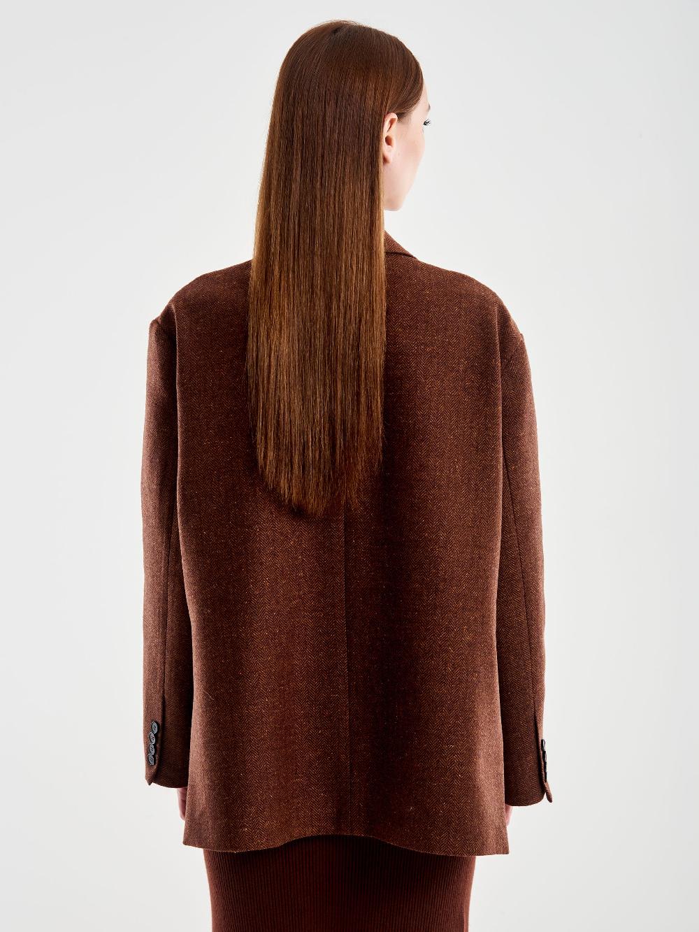 Vicolo Giacca Misto Lana Oversized Spinata Moro Esporta salva