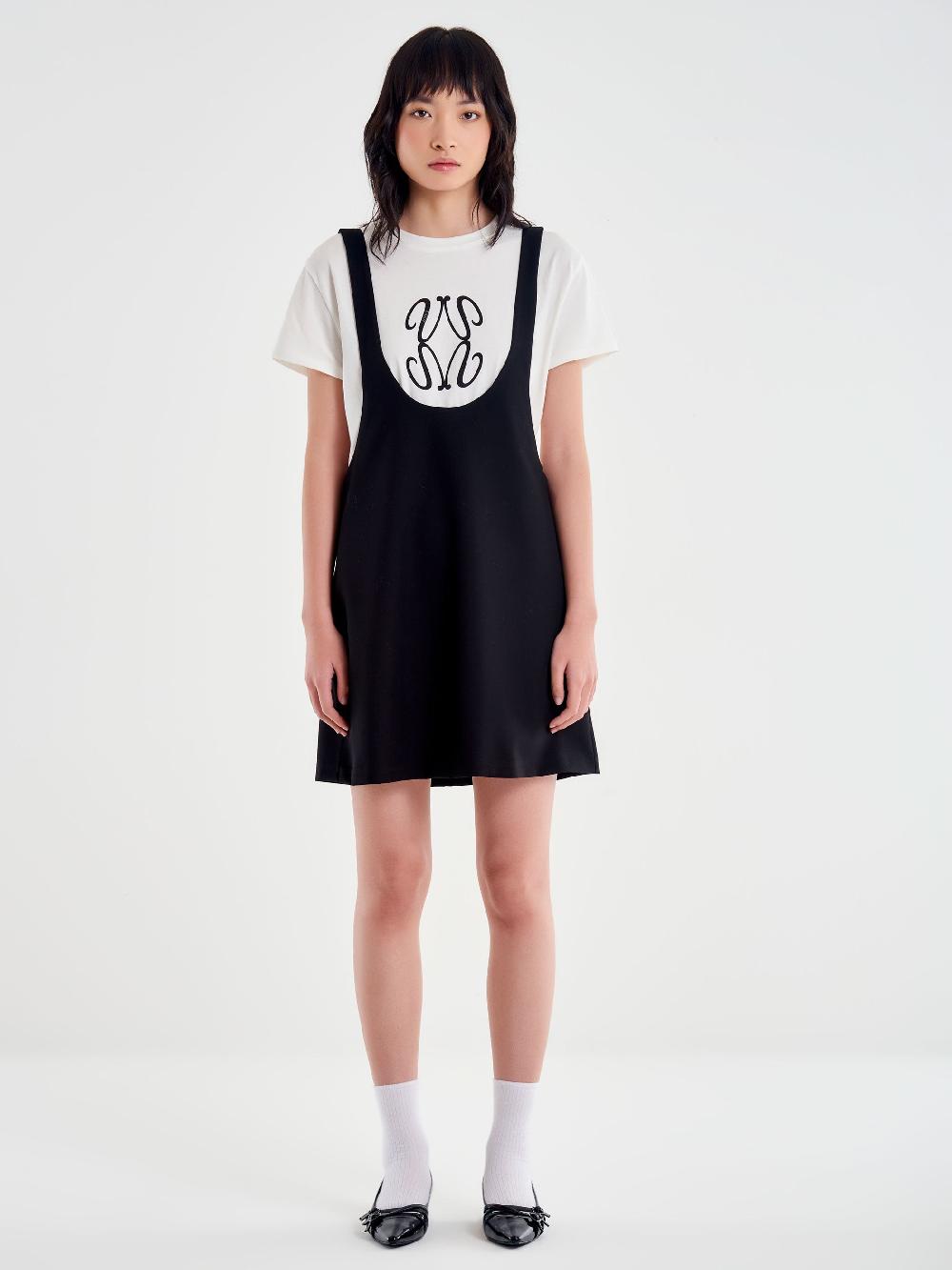 Vicolo Abito a Trapezio con T-Shirt Nero Prezzo Ridotto