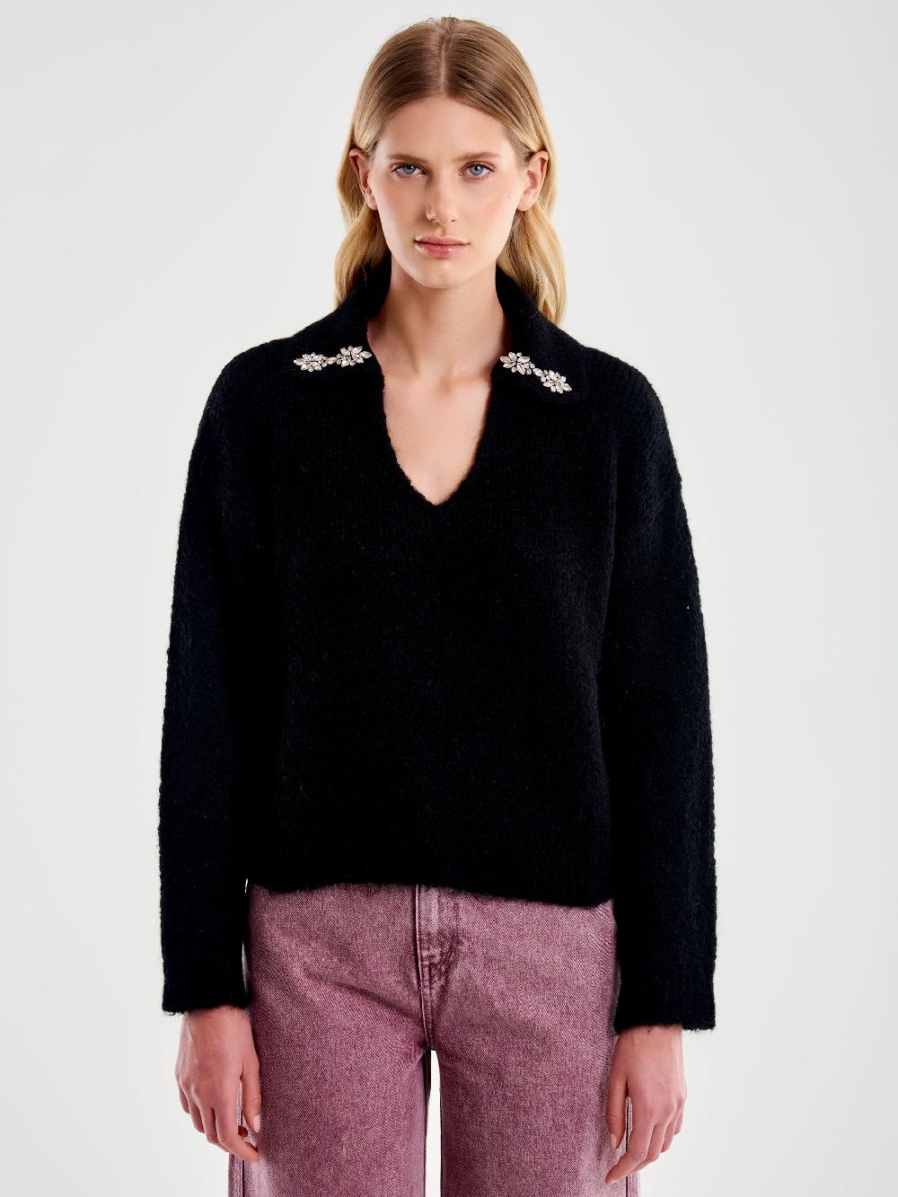 Vicolo Polo in Maglia con Cabochon Nero Novità