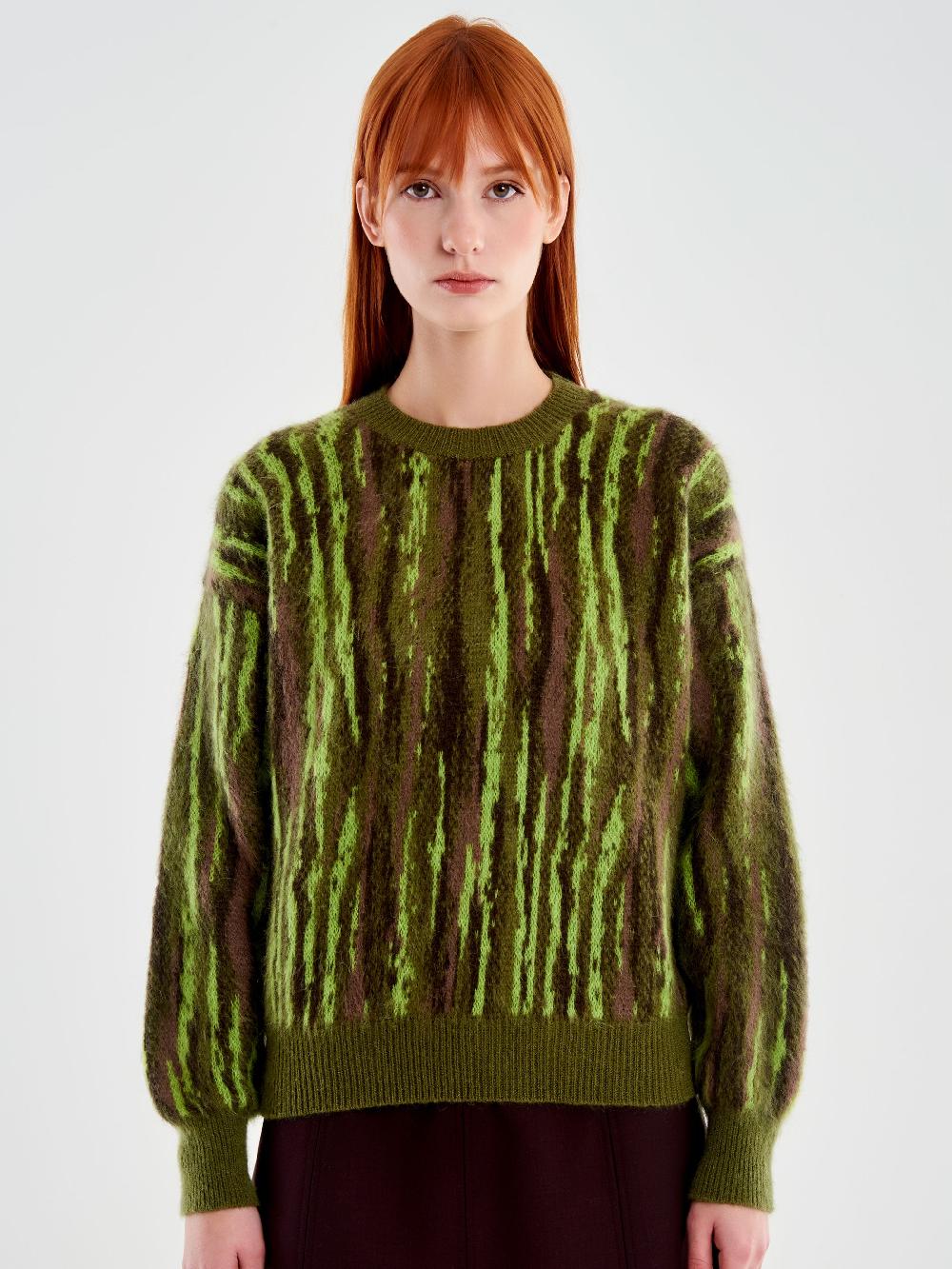 Vicolo Pull Girocollo Fantasia Verde Offerta