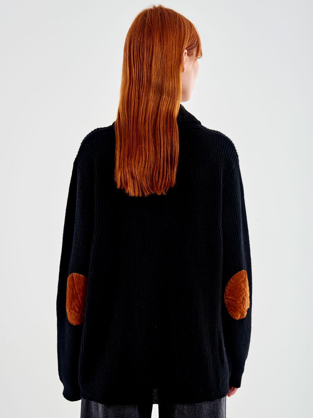 Vicolo Cardigan con Toppe Nero Saldi