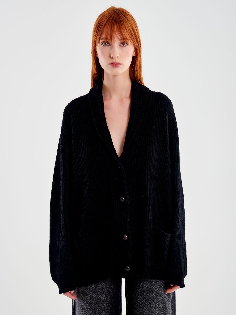 Vicolo Cardigan con Toppe Nero Saldi