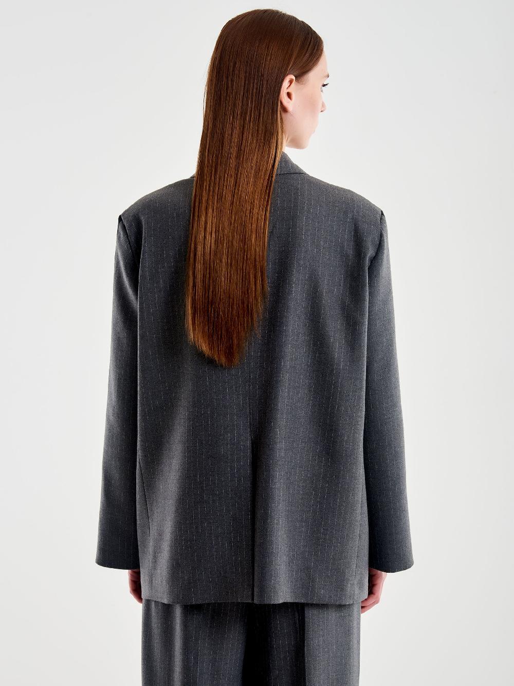 Vicolo Blazer Gessato con Banda Laterale Grigio Vendita Economica