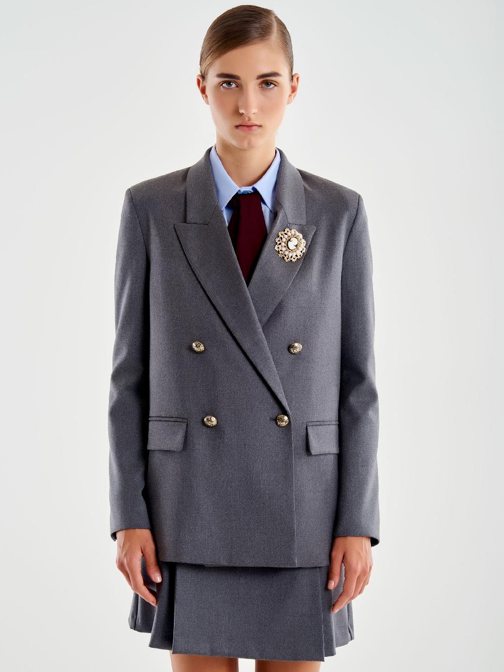 Vicolo Blazer Con Spilla Grigio I Più Venduti