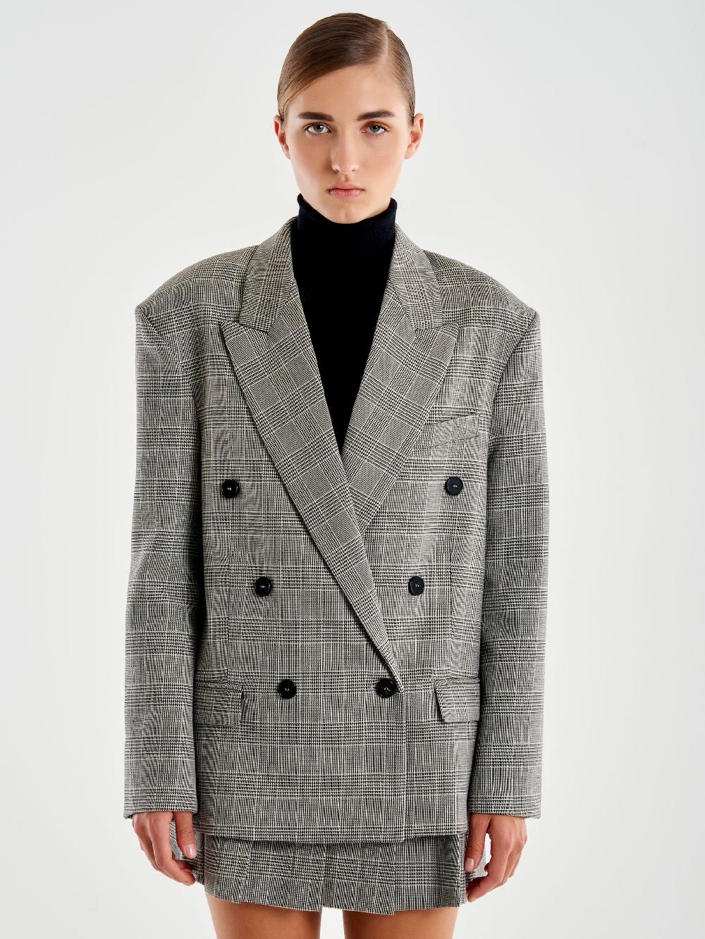Vicolo Blazer Over Doppiopetto Principe di Galles Grigio Vendite Flash
