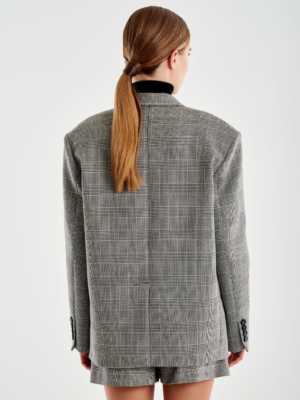 Vicolo Blazer Over Doppiopetto Principe di Galles Grigio Vendite Flash