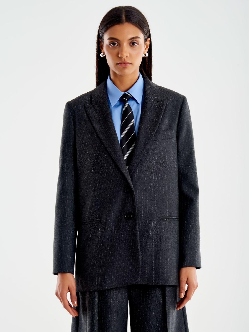 Vicolo Blazer Gessato Lurex Grigio Negozio
