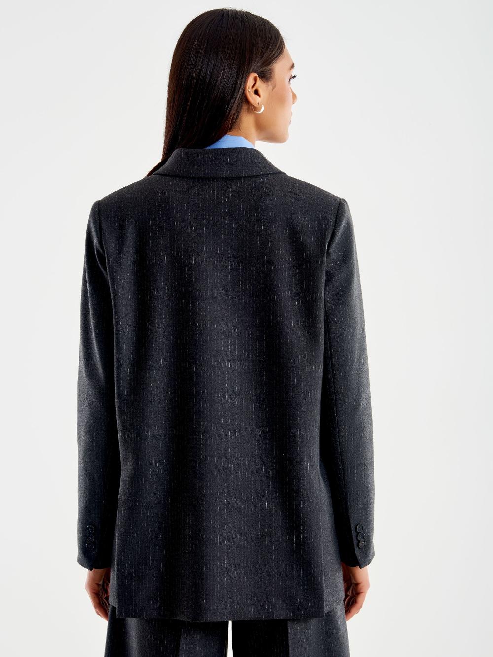 Vicolo Blazer Gessato Lurex Grigio Negozio