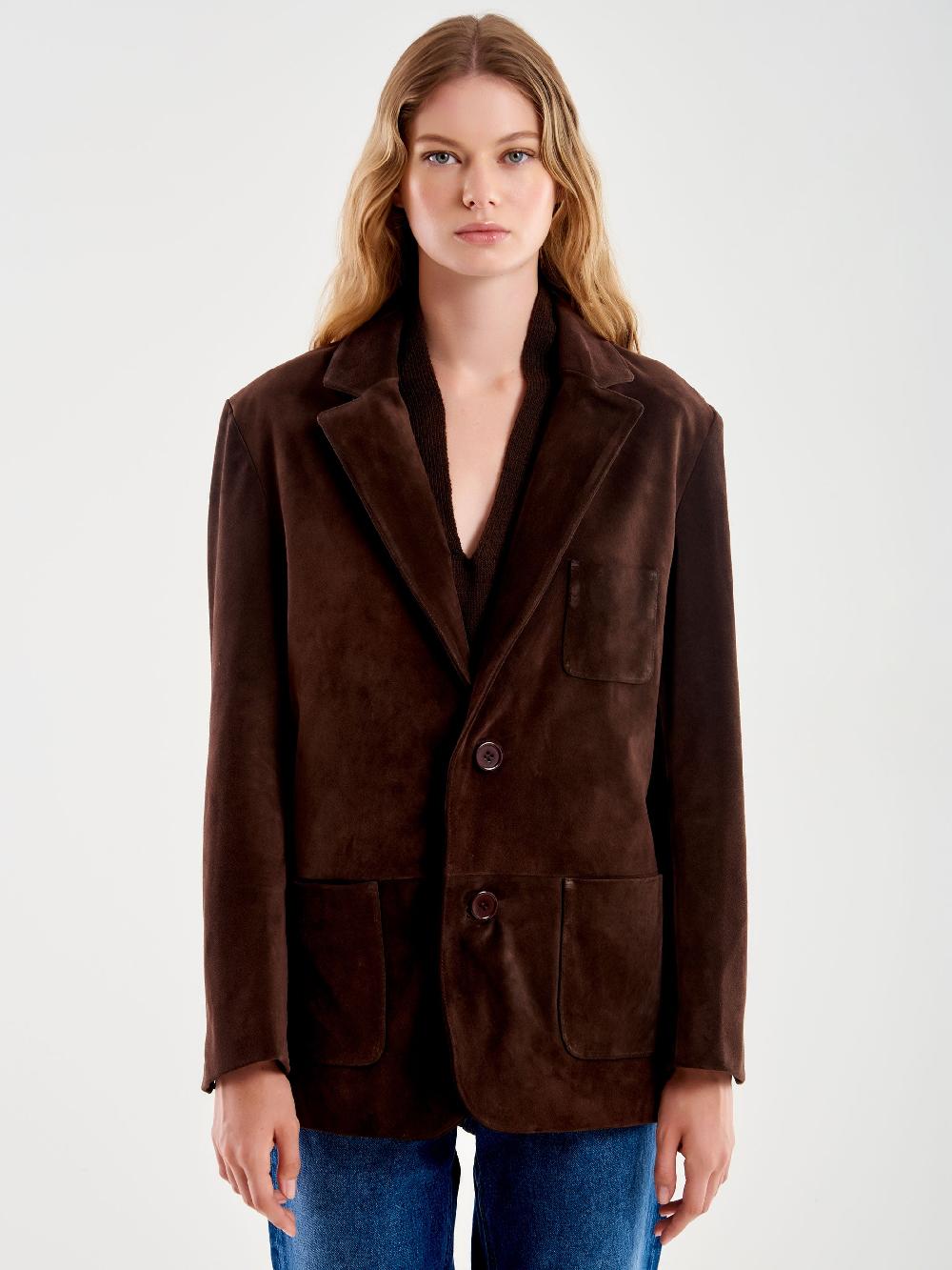 Vicolo Giacca Over in Pelle Marrone Moda