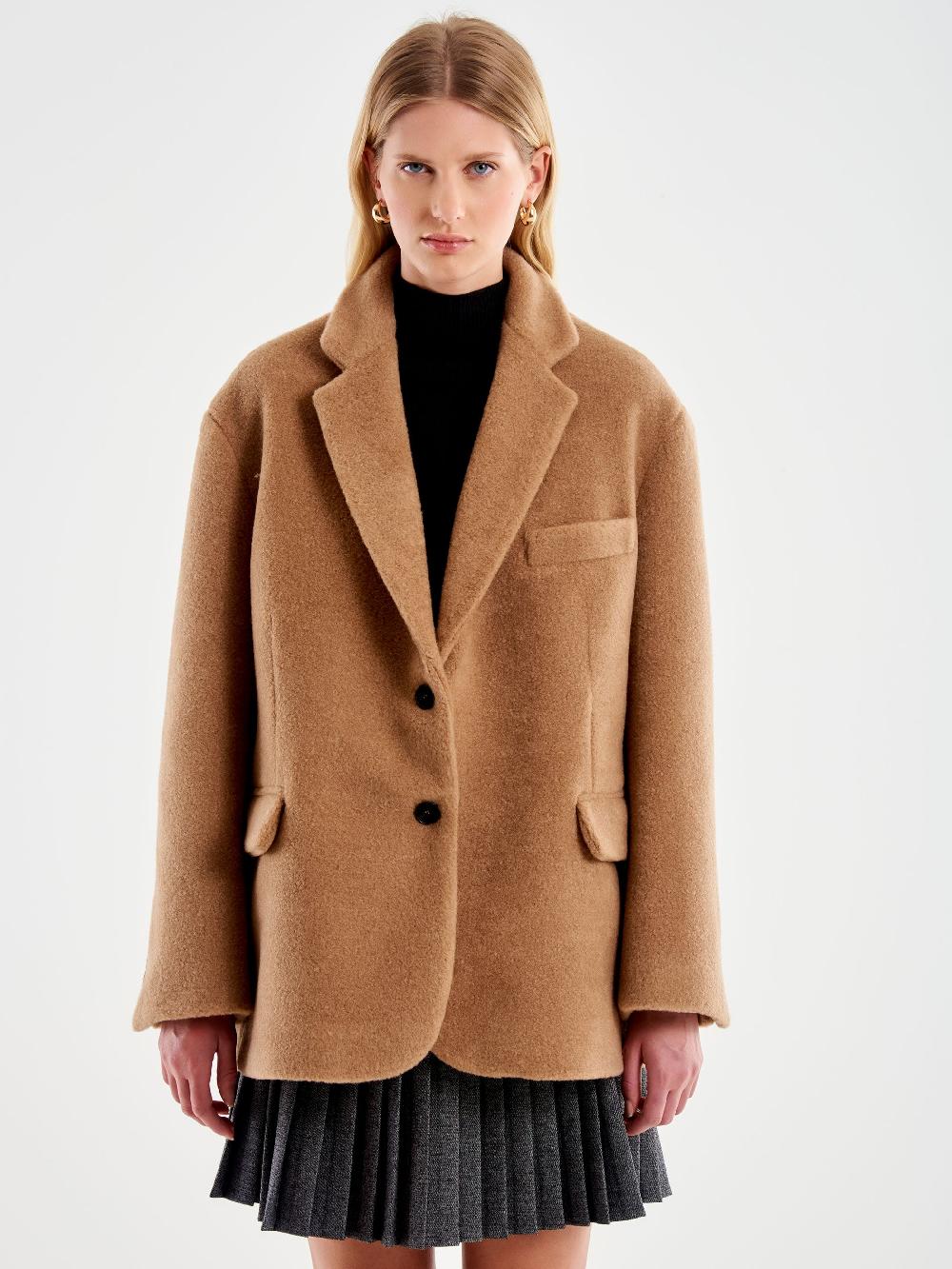 Vicolo Blazer Bouclé Oversized Cammello Comprare a buon mercato