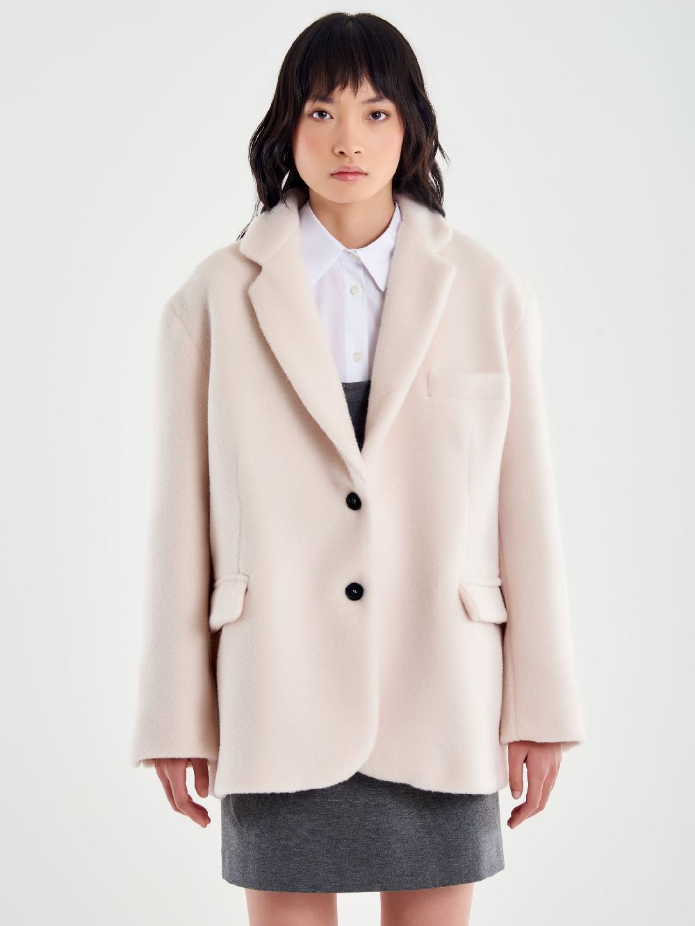 Vicolo Blazer Bouclé Oversized Bianco Grande vendita
