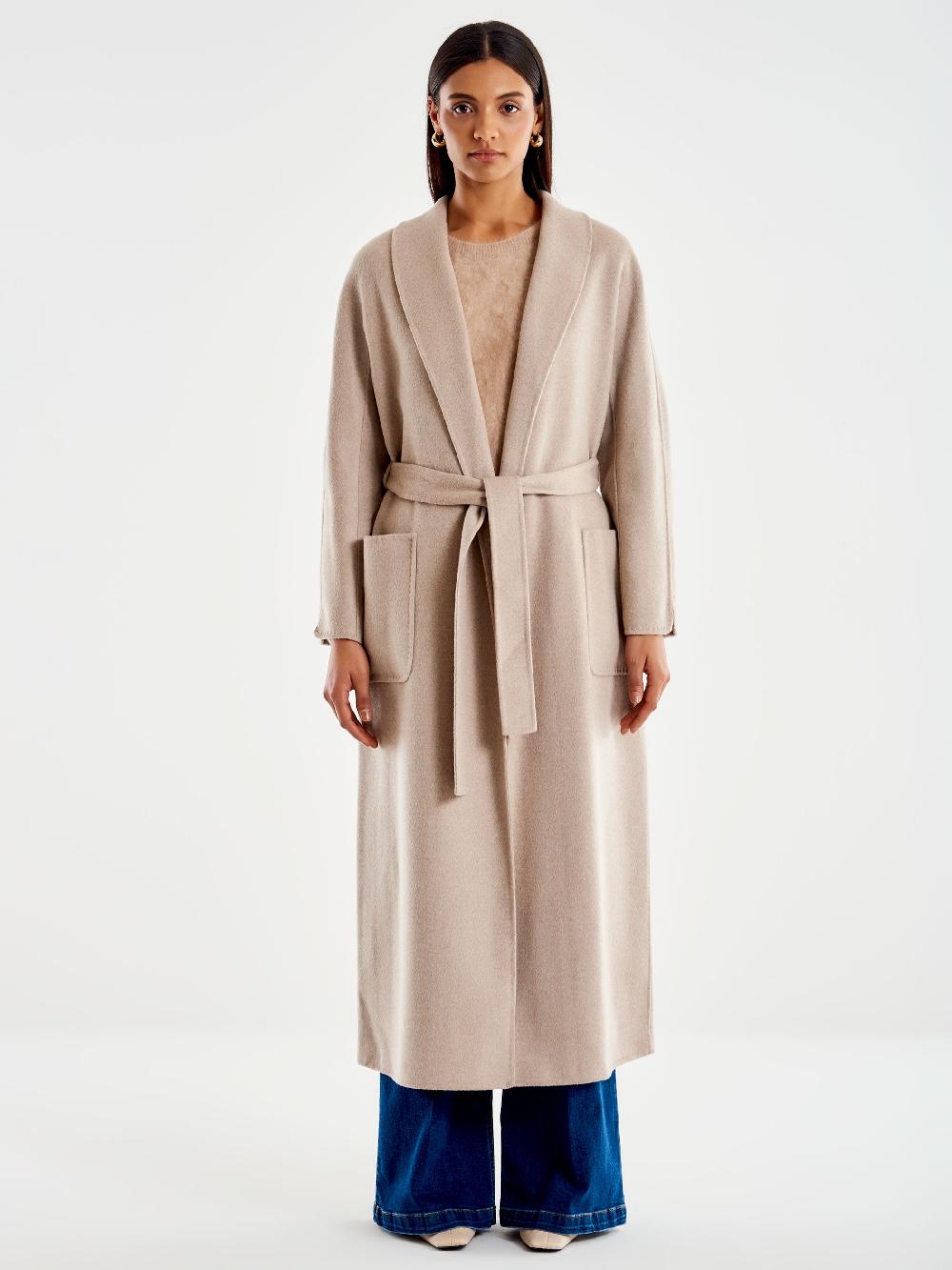 Vicolo Cappotto con Cintura Lungo Beige Offerta esclusiva