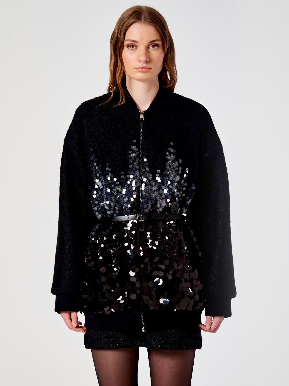 Vicolo Cappotto con Paillettes Nero Offerta Giorno del Papà