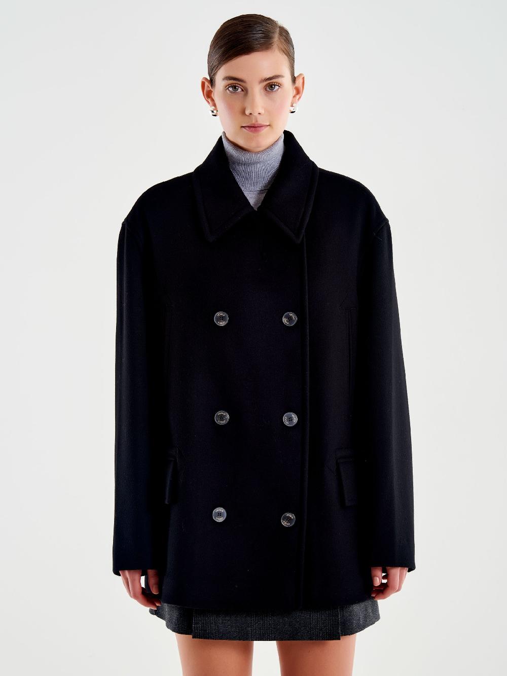 Vicolo Cappotto Corto Doppiopetto Nero Offerta San Valentino