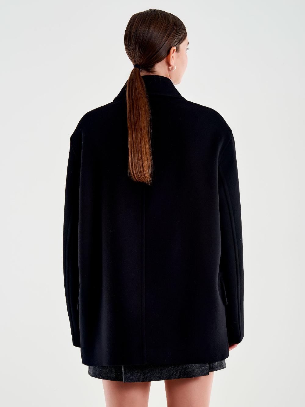 Vicolo Cappotto Corto Doppiopetto Nero Offerta San Valentino