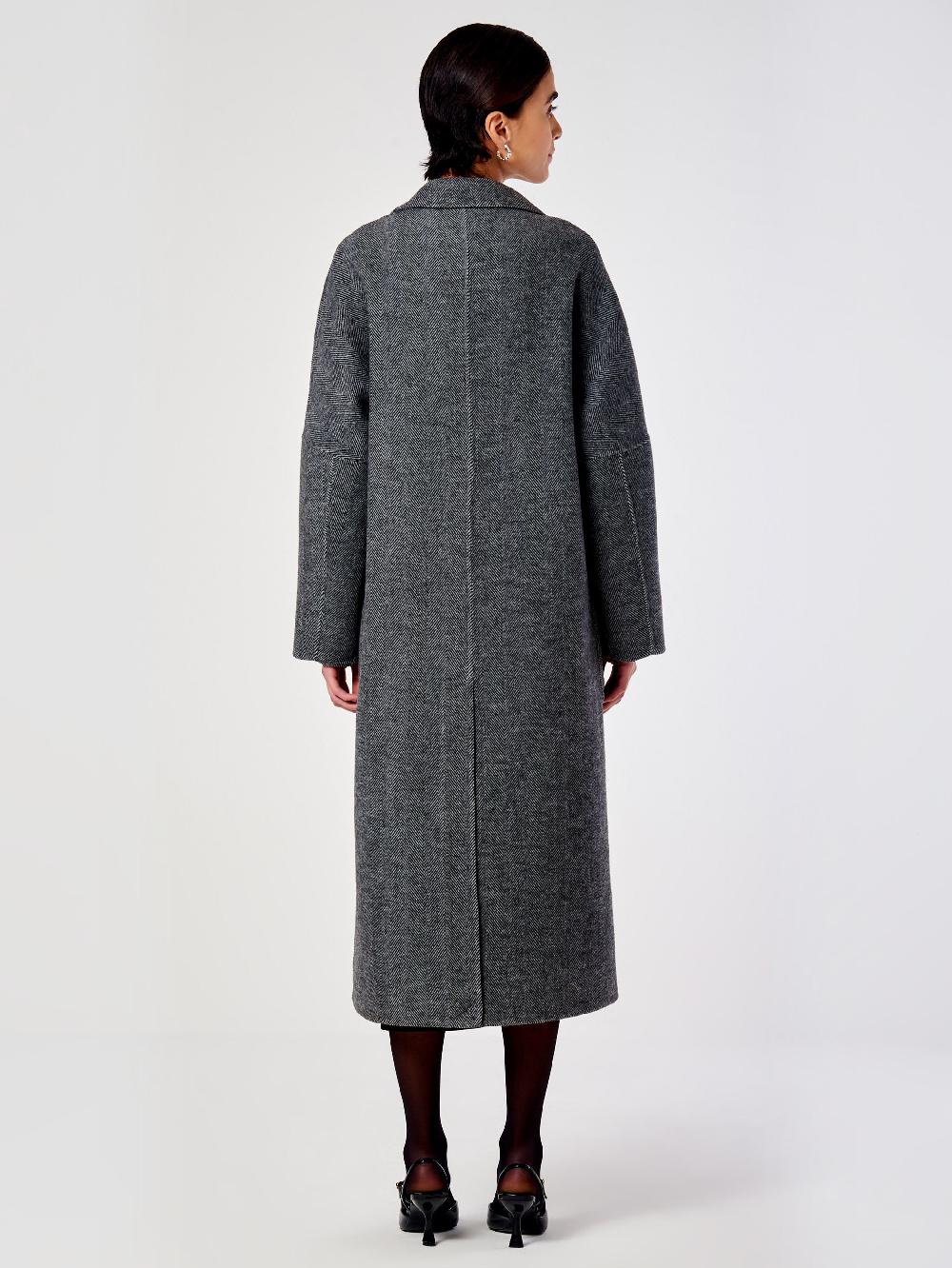 Vicolo Cappotto Doppiopetto Spinato Grigio Smaltimento dello stoccaggio