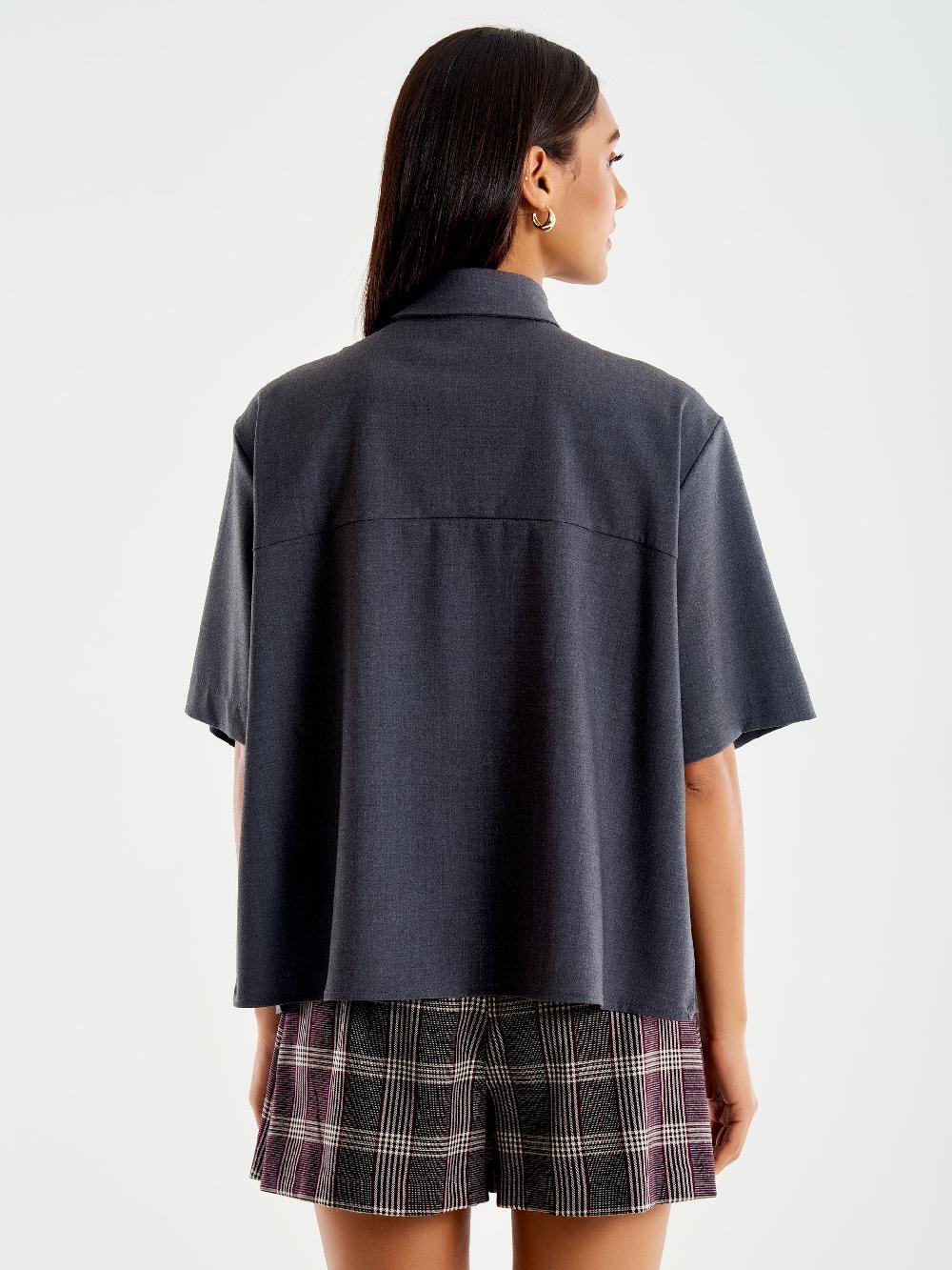 Vicolo Camicia Maniche Corte con Taschina Grigio Grandi sconti