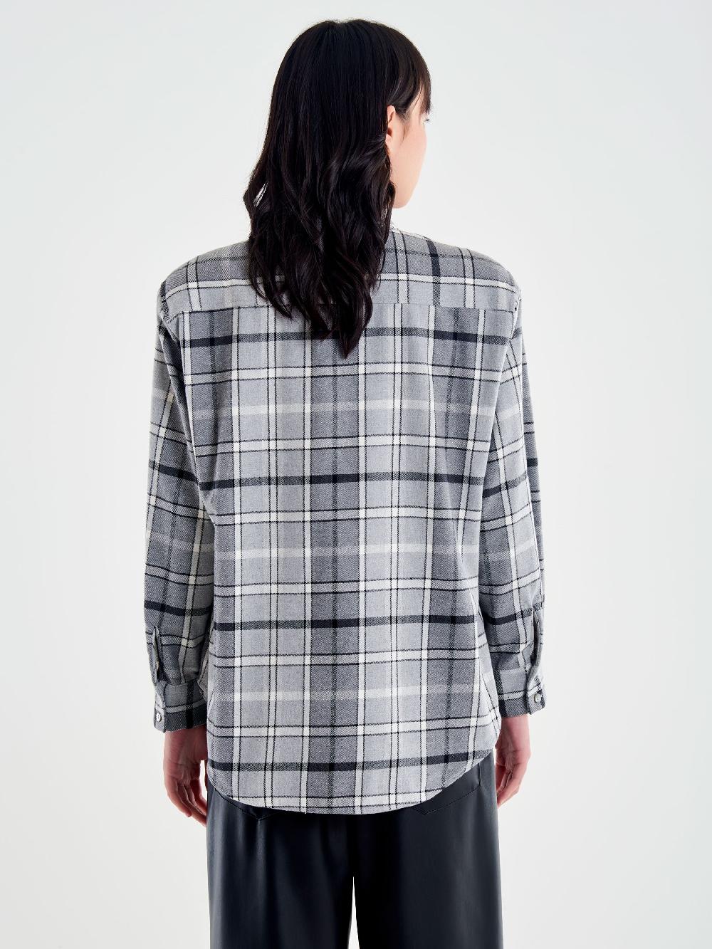Vicolo Camicia Spalle Over Check Grigio Nuovi prodotti