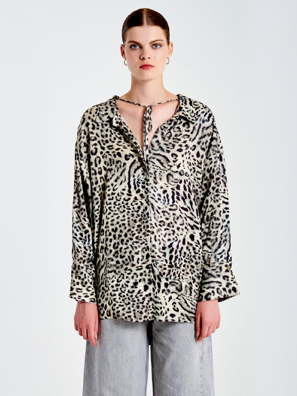 Vicolo Camicia Fantasia con Laccio Grigio Liquidazione