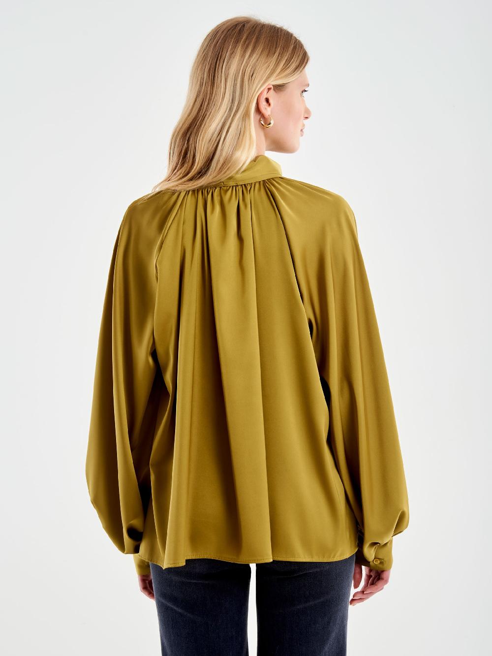 Vicolo Camicia Over Satin con Fiocco Militare Sconti VIP