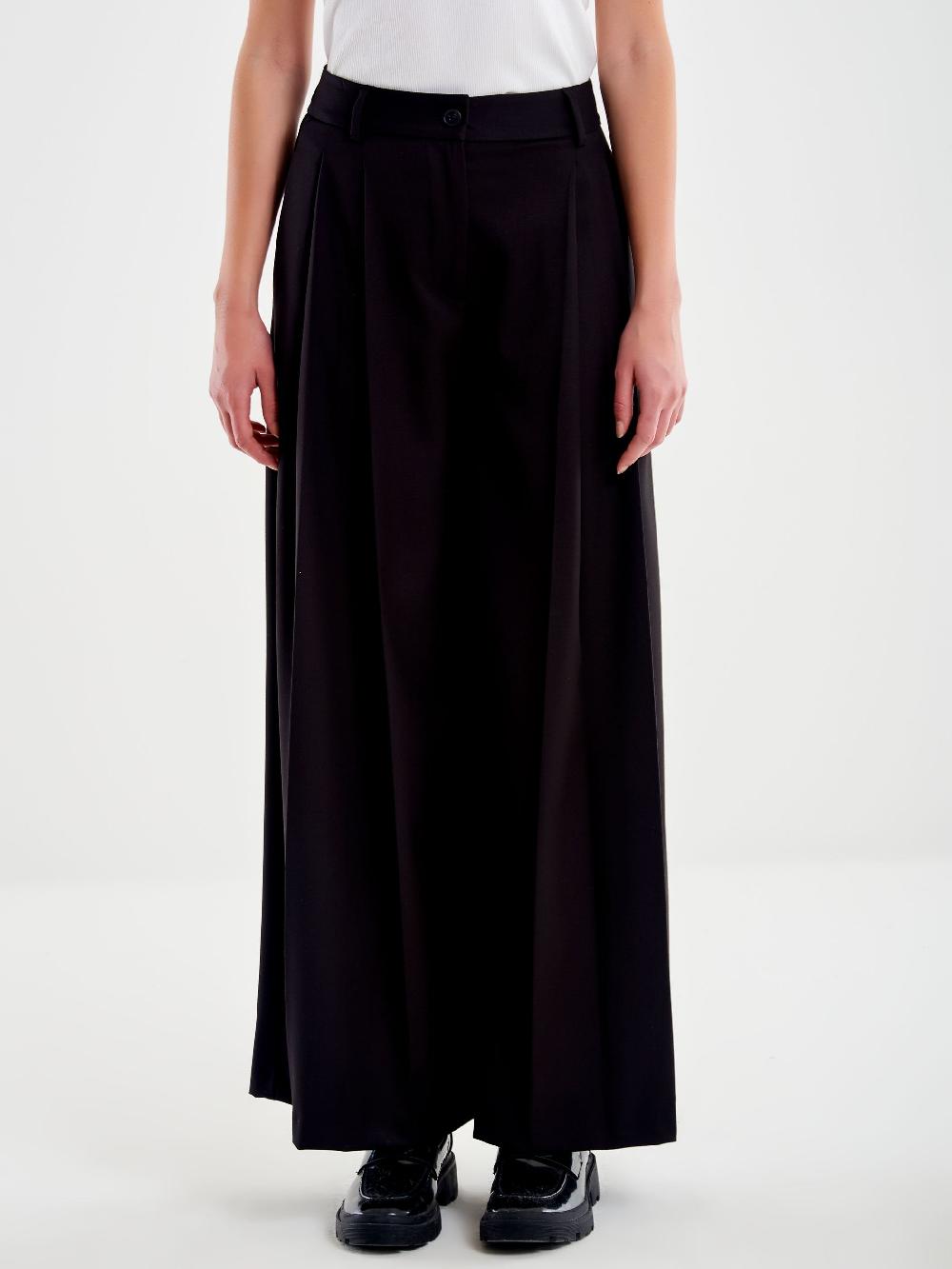Vicolo Pantalone Ampio Doppia Piega Nero Rilascio limitato