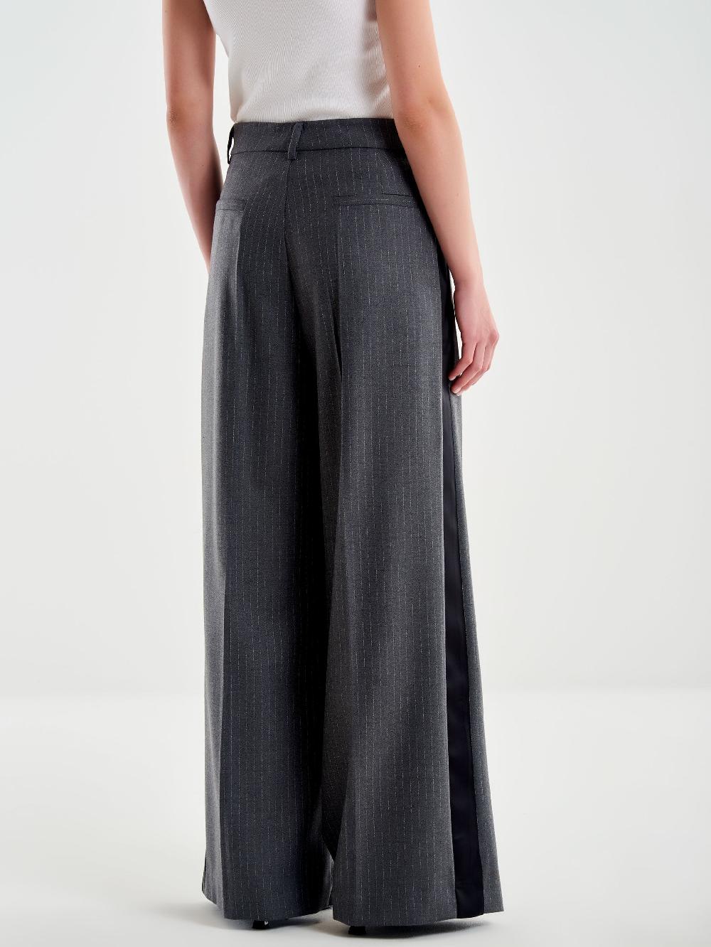 Vicolo Pantalone Gessato Ampio Con Banda Laterale Grigio Ultimi due giorni