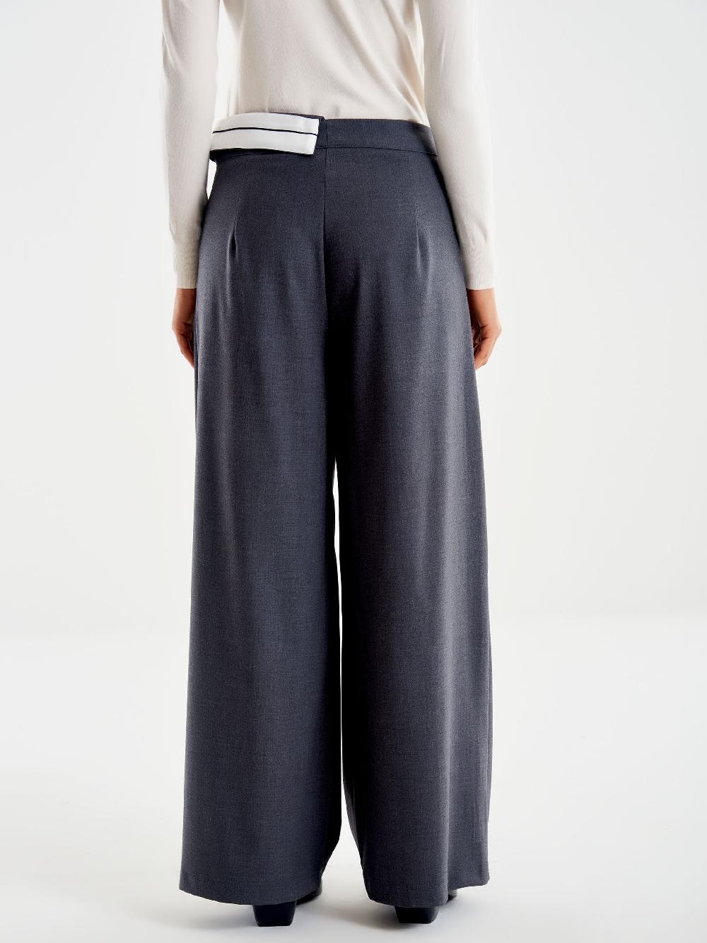 Vicolo Pantalone Ampio con Risvolto in Vita Grigio Ultimo giorno