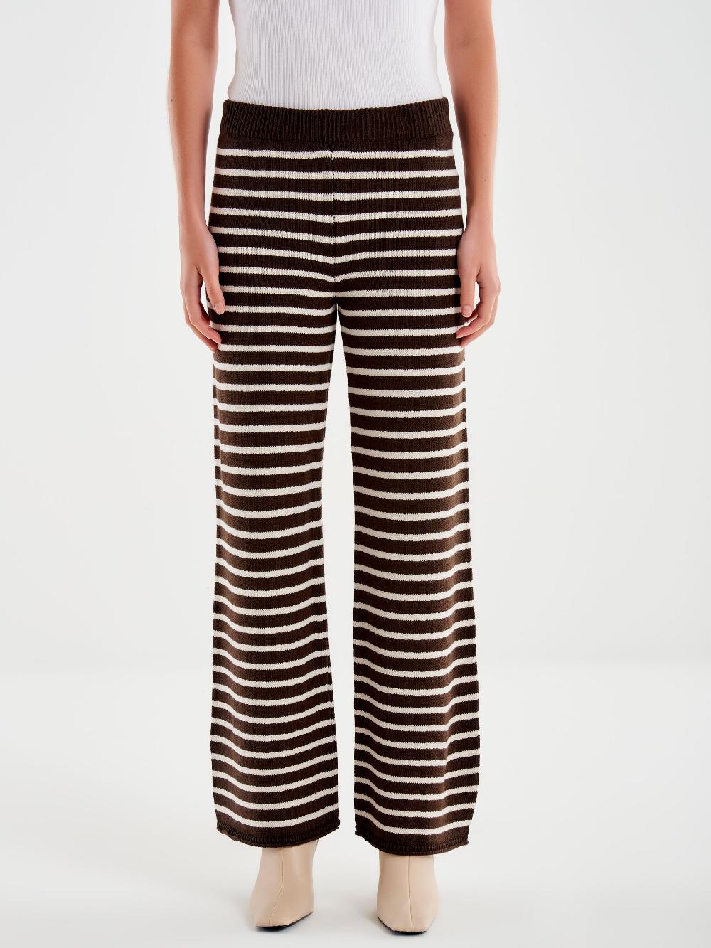Vicolo Pantaloni in Maglia a righe Marrone Fino al 60% di sconto