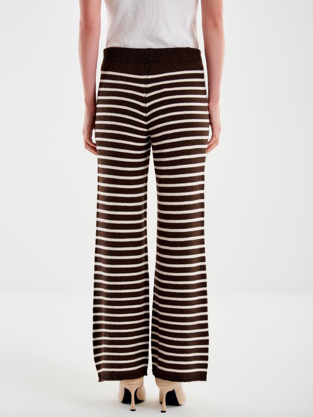 Vicolo Pantaloni in Maglia a righe Marrone Fino al 60% di sconto