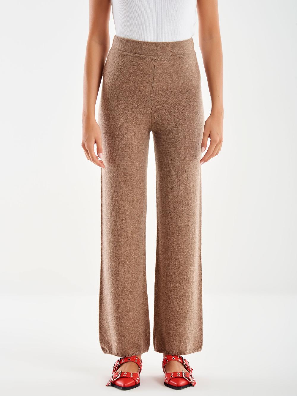 Vicolo Pantalone 100% Cashmere Fango Fino al 65% di sconto