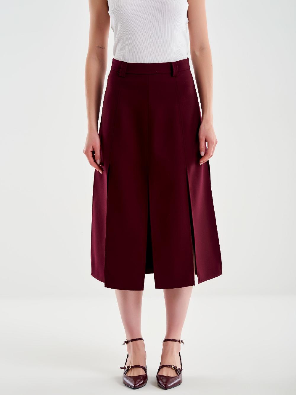 Vicolo Gonna Midi con Spacchi Bordeaux Fino al 55% di sconto