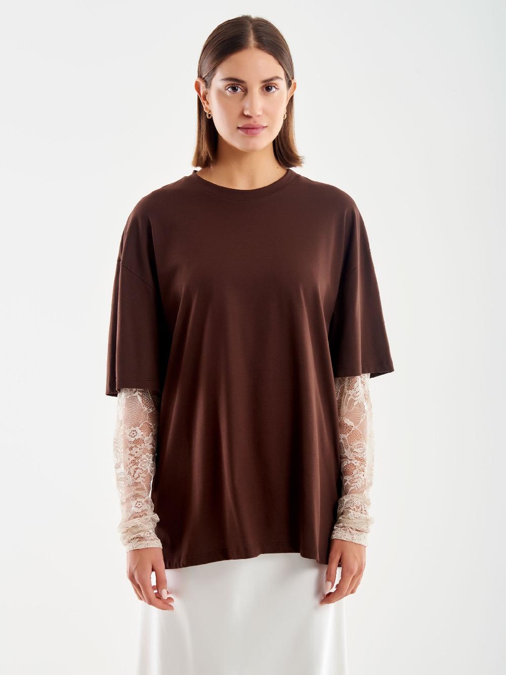 Vicolo T-Shirt Combinata Pizzo Moro Black Friday Prezzi