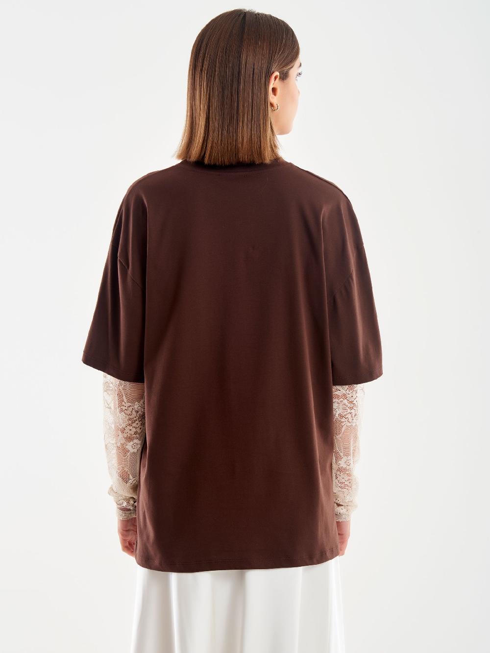 Vicolo T-Shirt Combinata Pizzo Moro Black Friday Prezzi