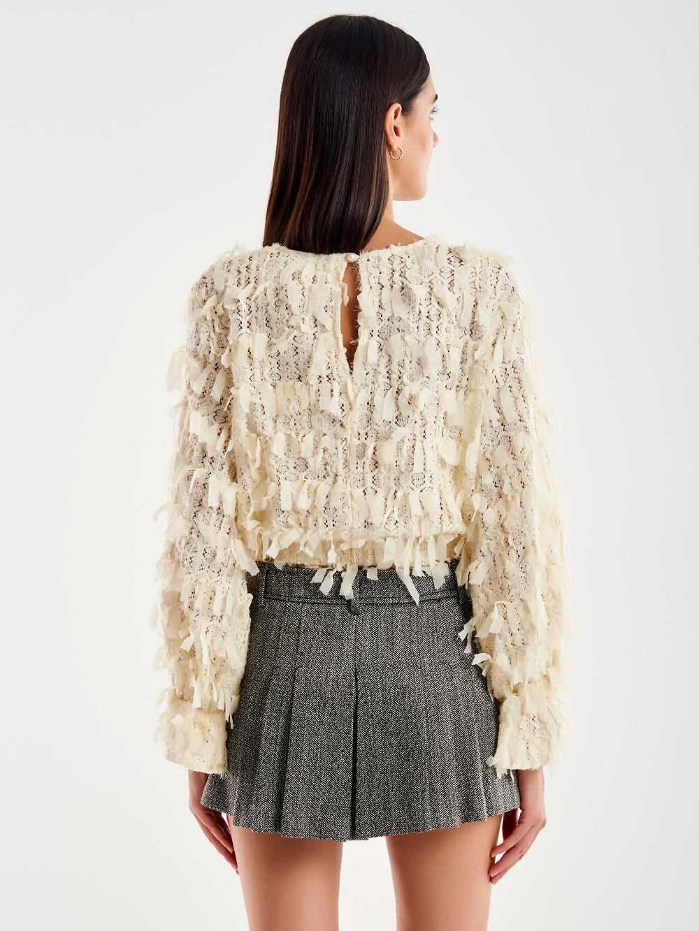 Vicolo Top in Pizzo Sfrangiato Bianco Duty-free