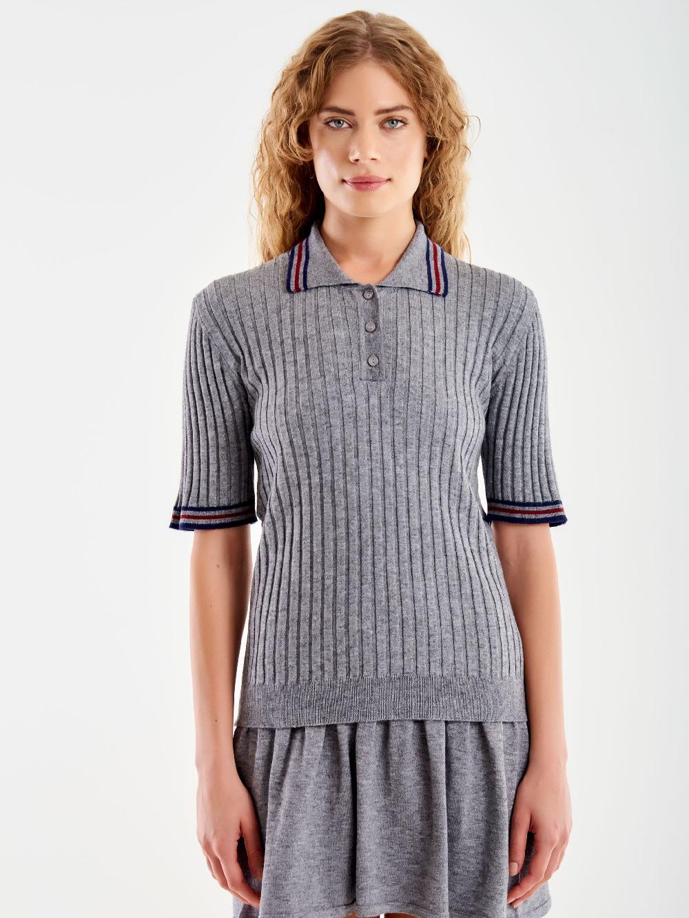 Vicolo Polo in Maglia a Coste Grigio 50% di sconto per tempo limitato