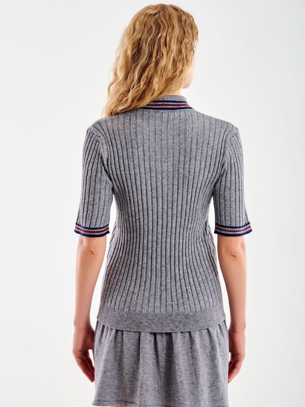 Vicolo Polo in Maglia a Coste Grigio 50% di sconto per tempo limitato