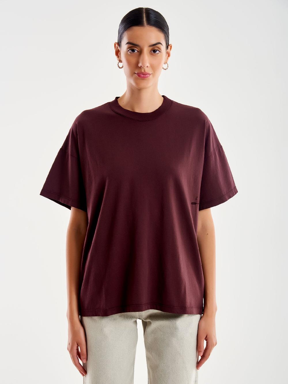 Vicolo T-Shirt Basic Over Bordeaux Sconti questo mese