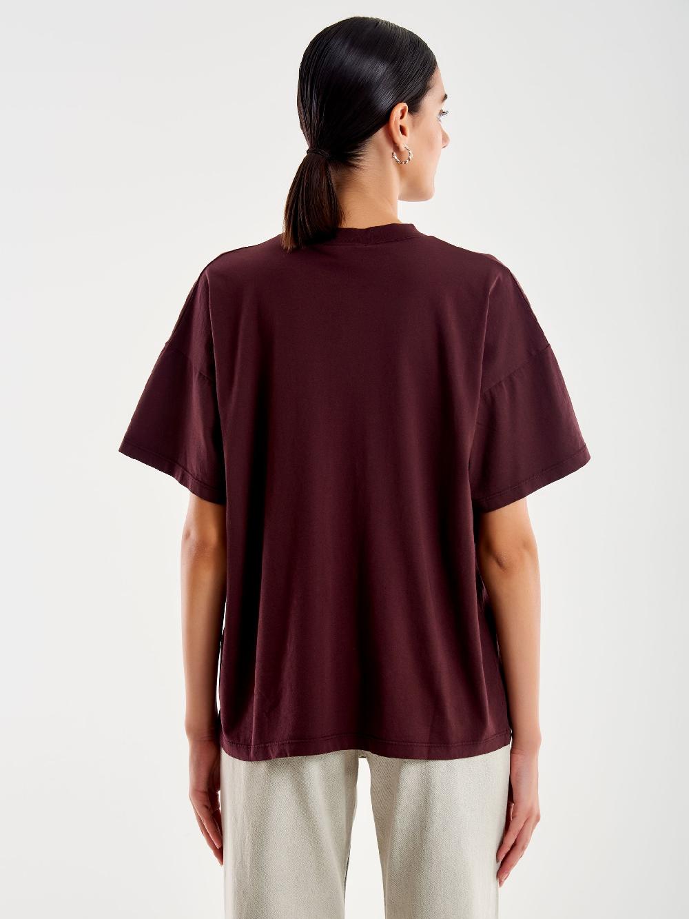 Vicolo T-Shirt Basic Over Bordeaux Sconti questo mese