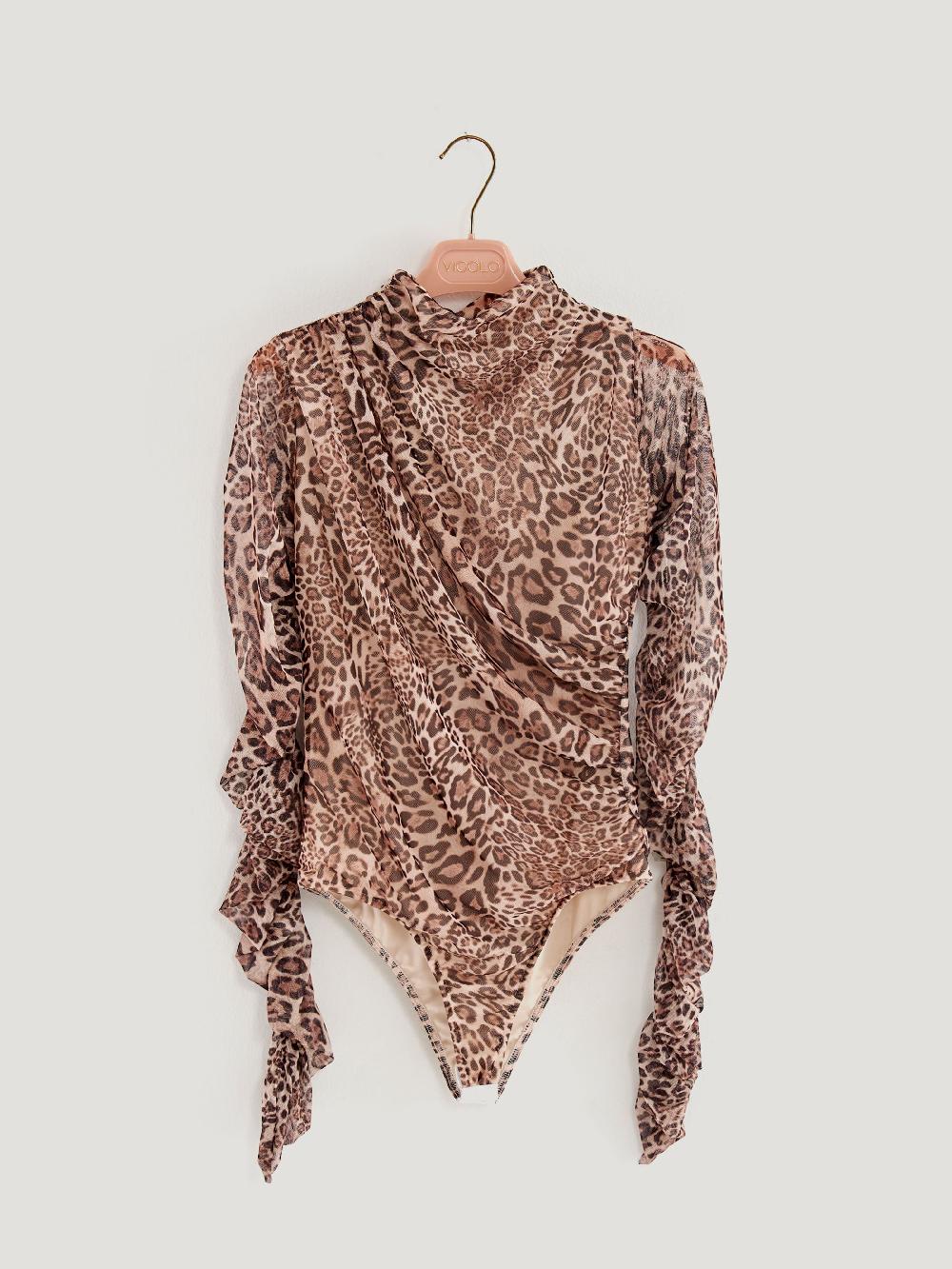 Vicolo Body con Arriccio Animalier Cammello Nuovo