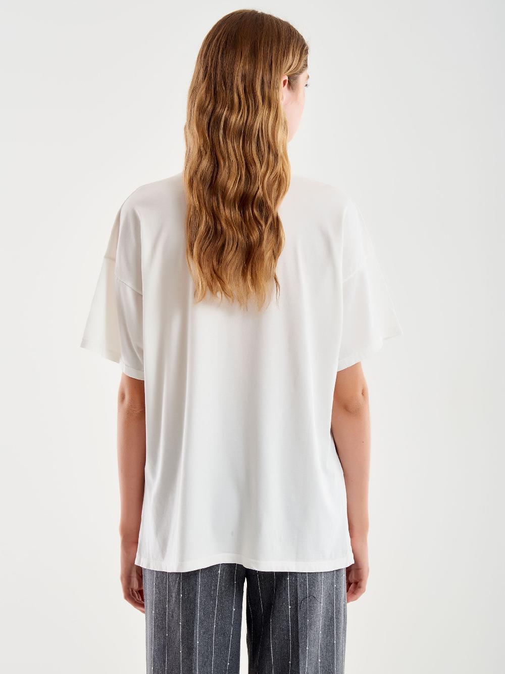 Vicolo T-Shirt Basic Over Bianco Promozione