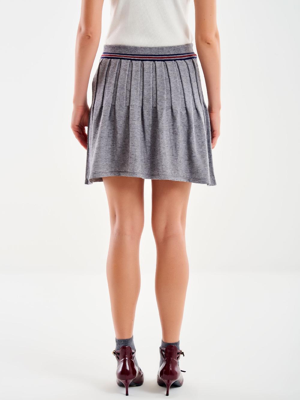Vicolo Gonna a Pieghe in Maglia Grigio Shopping Online