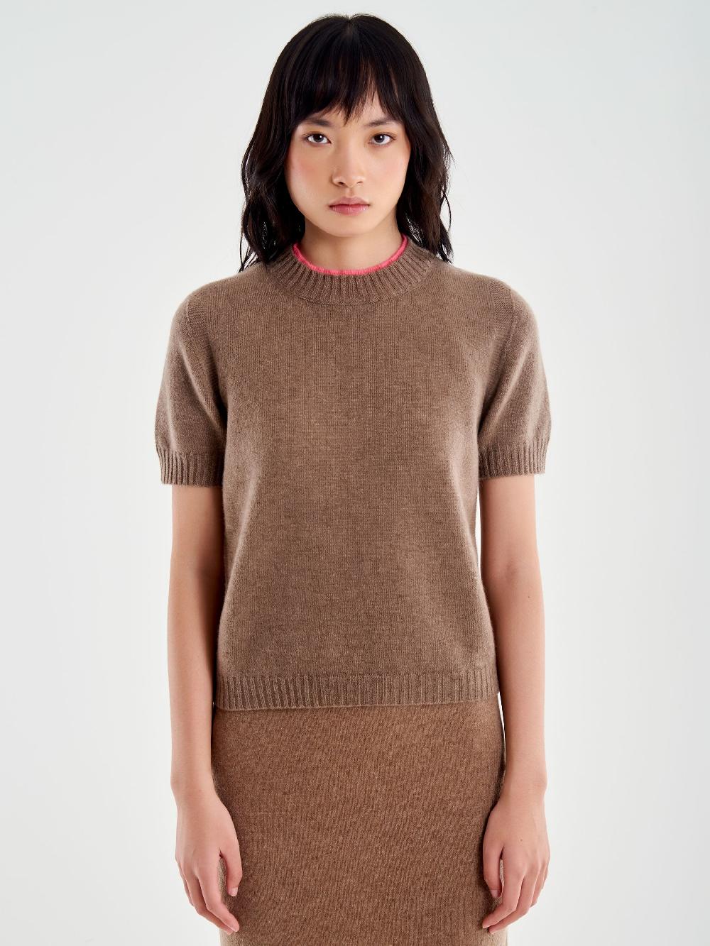 Vicolo Pull Bicolor Misto Cashmere Marrone Affare Del Giorno