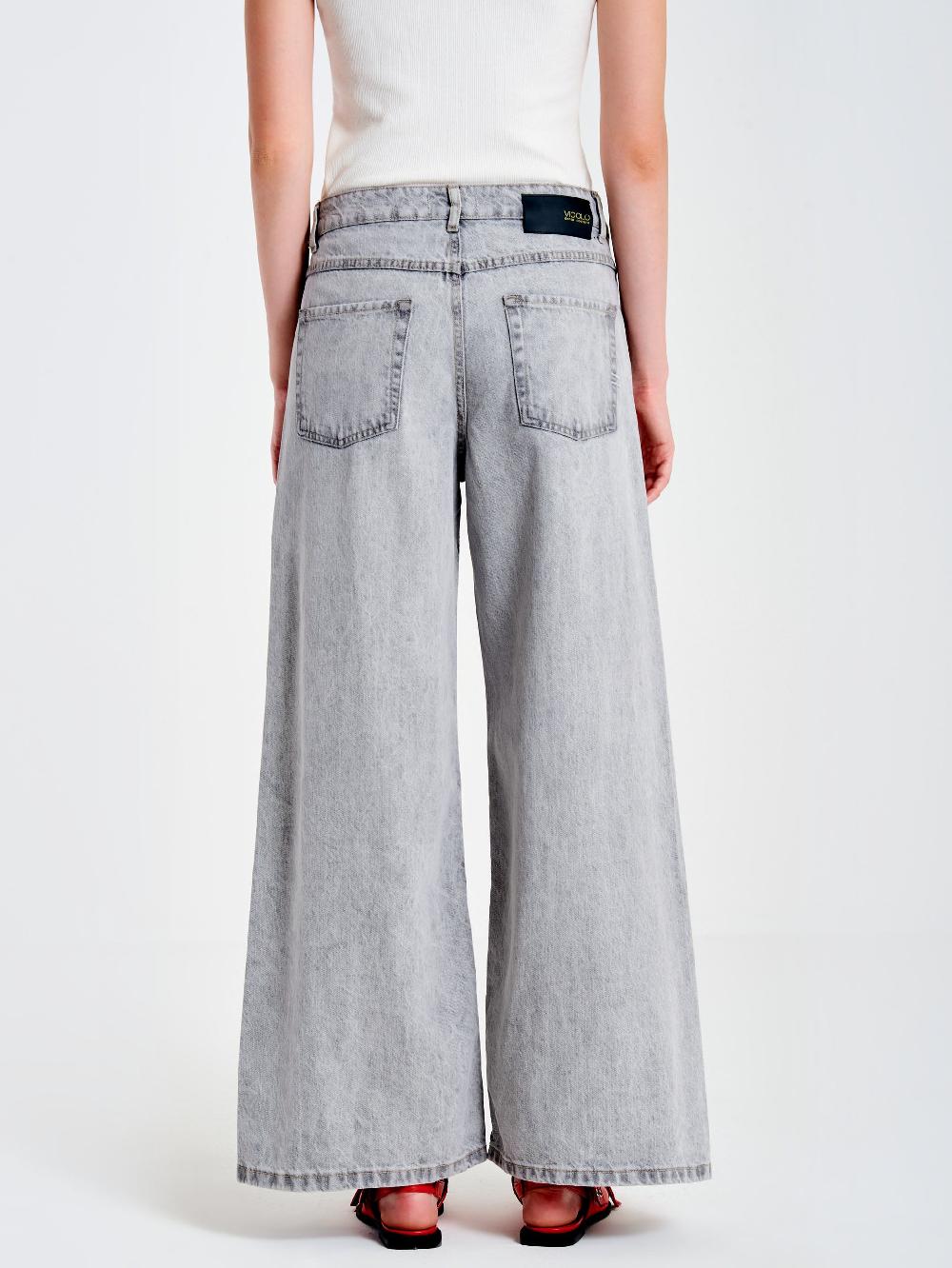 Vicolo Jeans Ampio con Cuciture LateraliGrigio Offerta speciale