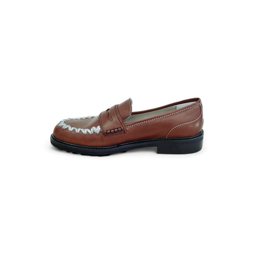 Viola Ricci Gaia - Mocassino nappa glove rhum - lana Offerta speciale