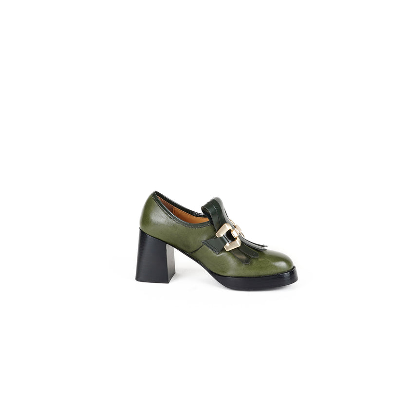 Viola Ricci Lya - Mocassino con tacco Verde Offerte esclusive