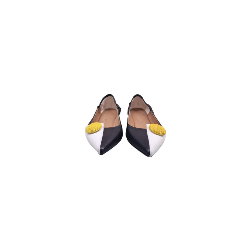Viola Ricci Venus - Ballerina in pelle nero - bianco Black Friday Prezzi