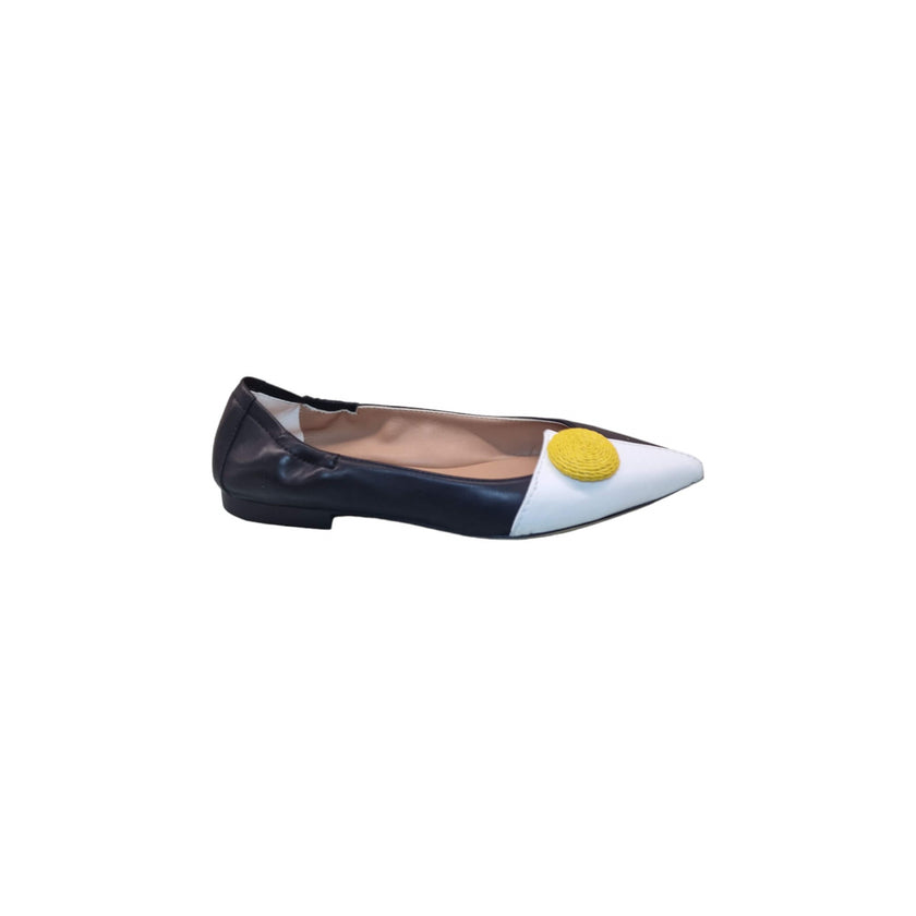 Viola Ricci Venus - Ballerina in pelle nero - bianco Black Friday Prezzi