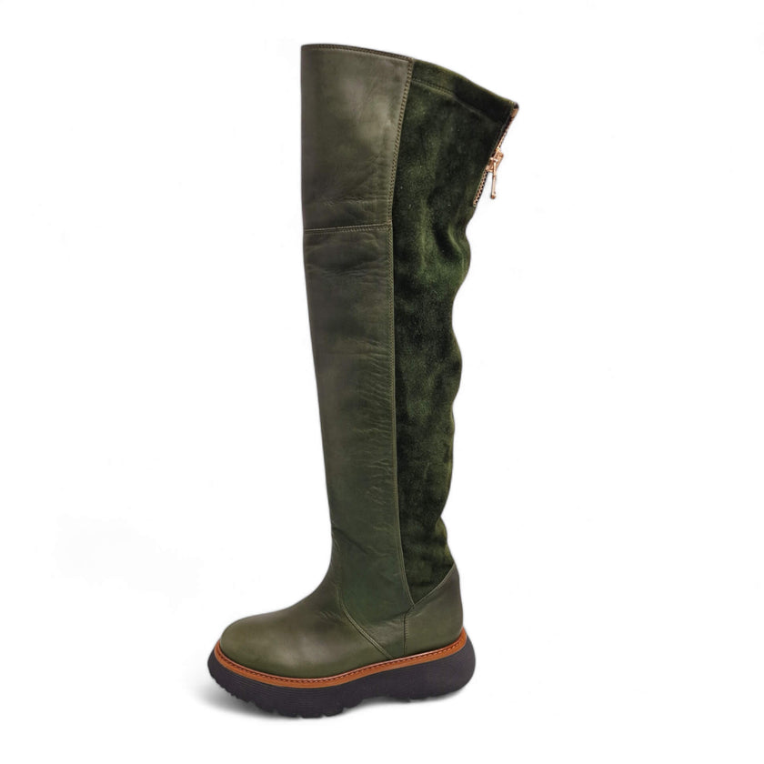 Viola Ricci Gio - stivale alto verde Promozione Limitata