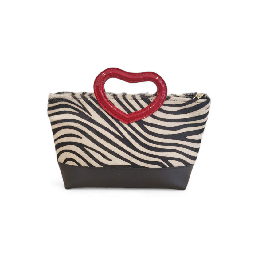 Viola Ricci Love - Borsa in pelle bianco e nero - cuore Vendita Economica